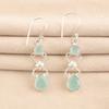 Natural Aqua Chalcedony Gemstone 925 Stamped Silver Jewelry Handmade Earrings 2" EE-156-14