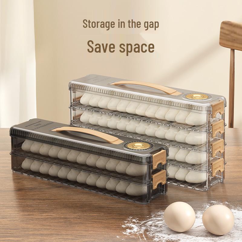 Multi-layer Transparent Dumpling Storage Box with Timer - Kitchen Food Grade Plastic