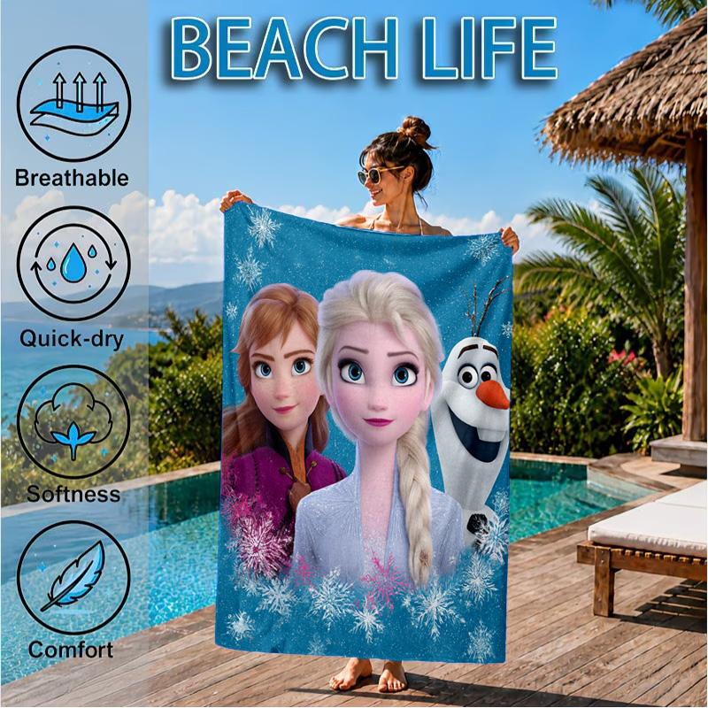 Ice Queen Artwork Printed Microfiber Beach Towel, Soft And Absorbent, Quick-Dry, Ideal for Summer Travel, Beach Essential, Swimming Pool