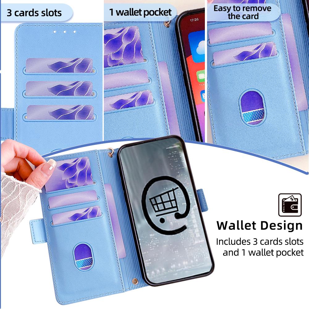 For Google Pixel 8 Pro Leather Wallet Case RFID Blocking Stand Cover with Hand Strap