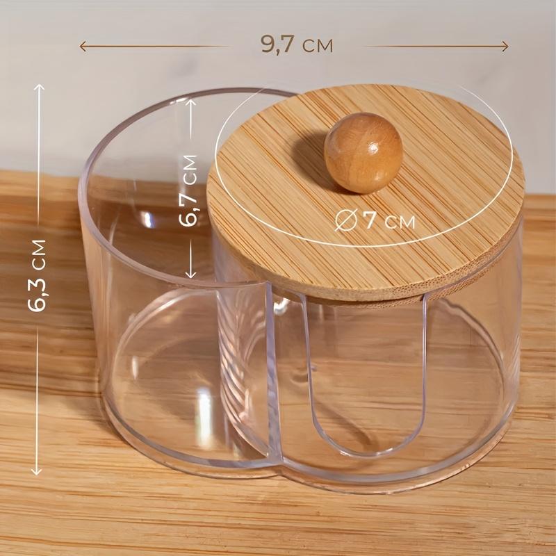 Makeup Round Pad/Floss Sign Holder, Bathroom Essential Jar Additions Bathroom Organization Jar Dresser Organizer 2-In-1 Conjoined Cover Cotton