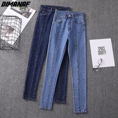 DIMANAF Women Jeans Pants Oversize Loose Patchwork Cotton Female Denim Show Thin Elastic Vintage Lady Blue Trousers Spring 2022