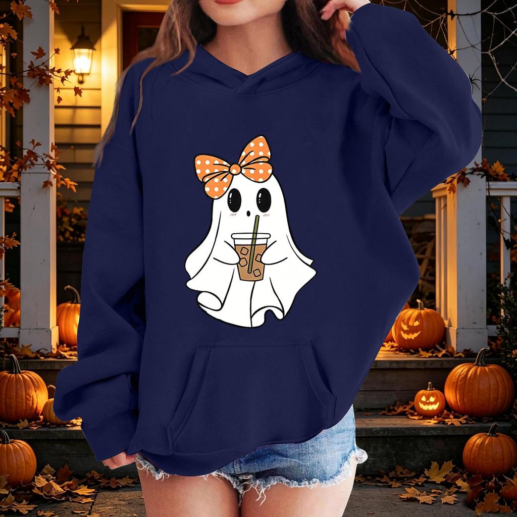 Kids Halloween Printed Hoodie, Loose Fit Casual Pullover for Boys Girls
