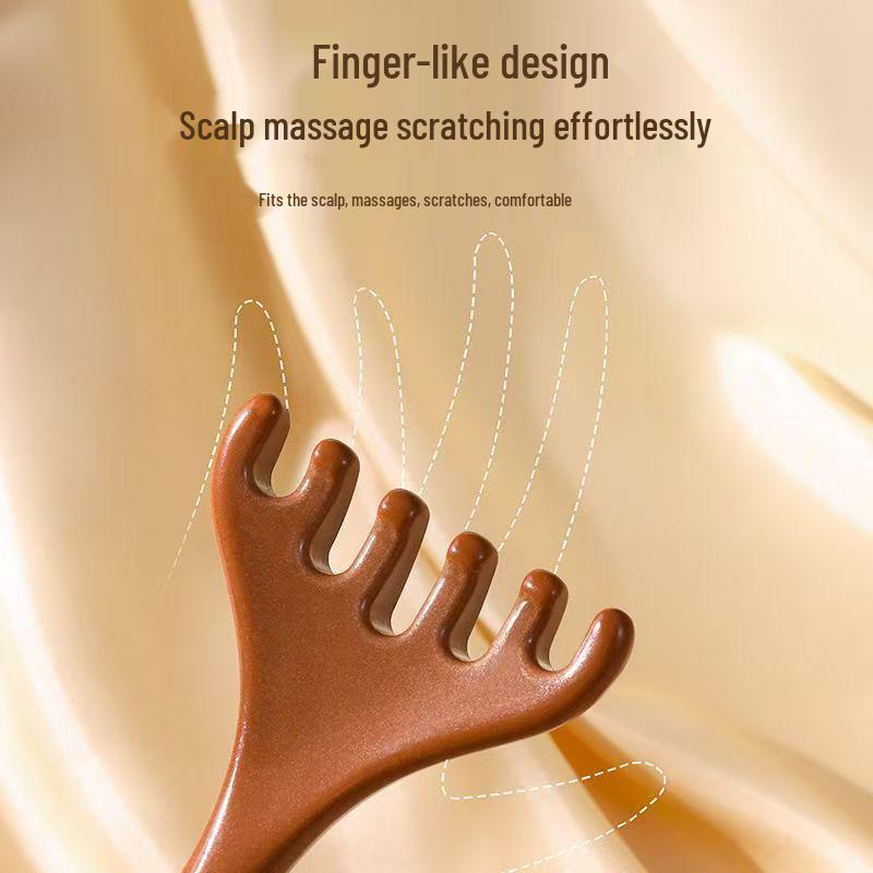 Natural Six-Claw Head Massage Comb for Scalp Therapy and Lymphatic Gua Sha
