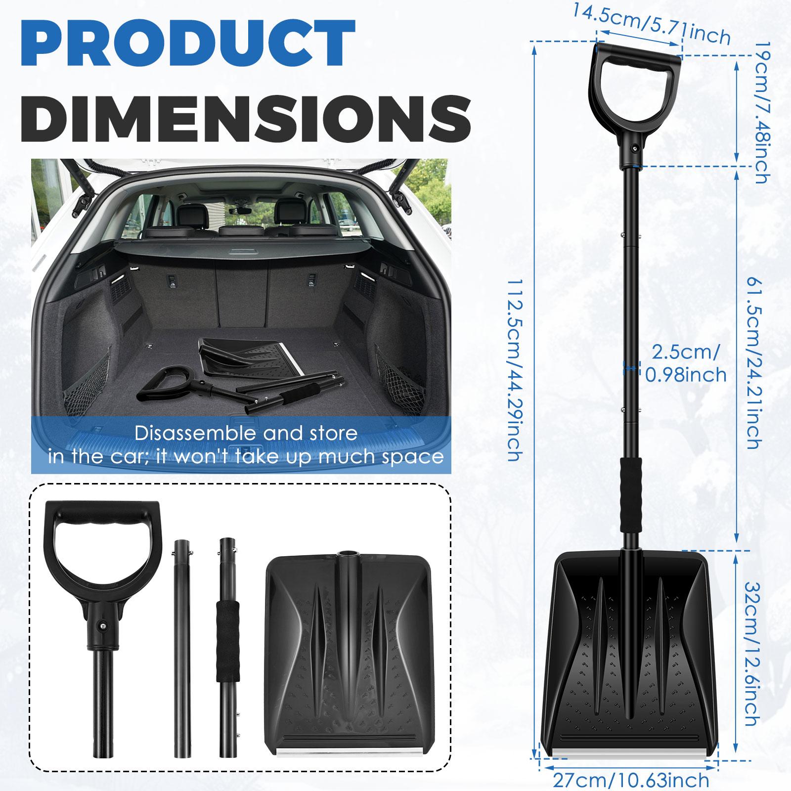 Stainless Steel Snow Shovel with 10In Blade Snow Removal Shovel with Handle Large Capacity Snow Shovel For Driveway Home Garage чёрный