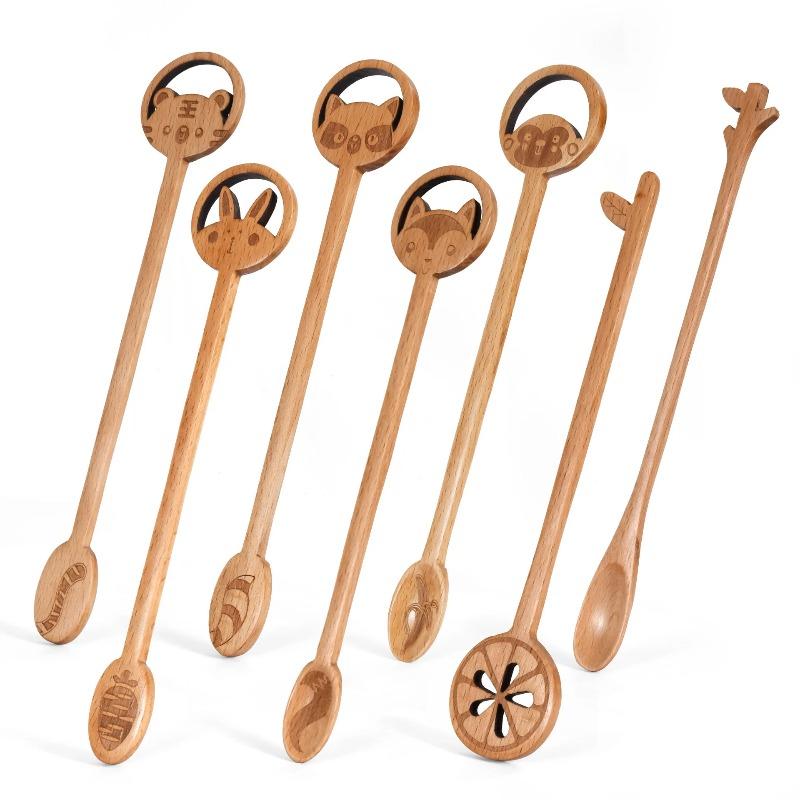 Creative Cartoon Animal Stirring Spoon, Lemon Leaf, Internet-famous Wooden Spoon, Nordic-style Ins Souvenir, Japanese and Korean Coffee Spoon