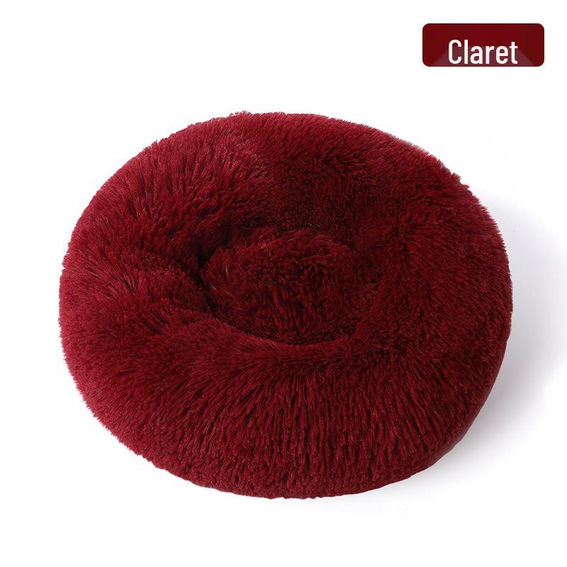 Round Plush Winter Pet Bed: Removable, Warm Cat & Dog Nest Cushion