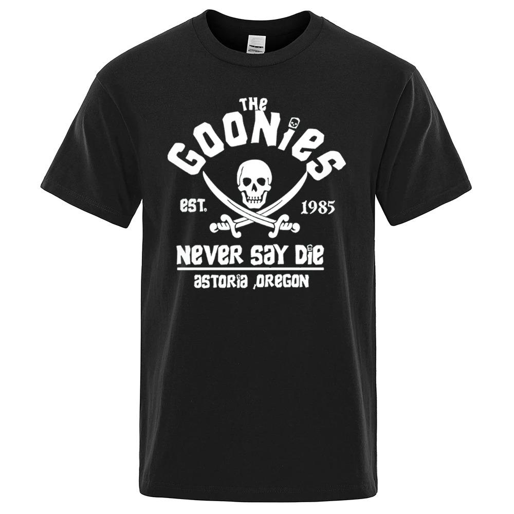 Men Oregon Pirate Flag Never Say Die Astoria Casual Tee Shirt Cotton Breathable Short Sleeve Brand Tops
