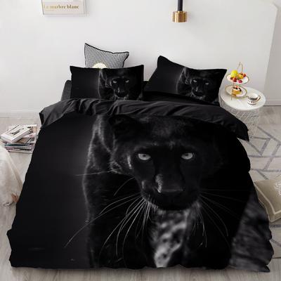 3D Print Bedding Set Custom,Duvet Cover Set King/Europe/USA,Comforter/Quilt/Blanket Cover Set,Animal Black Panther Bedclothes