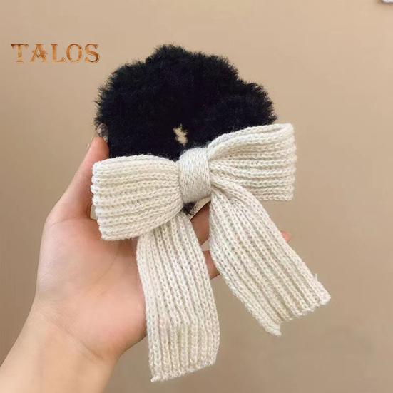 Bow Hair Rope Knit Bow Plush Hair Tie Elastic Hair Band Scrunchies Girls Ponytail Holder Hair Rope for Thick Thin Hair Accessories