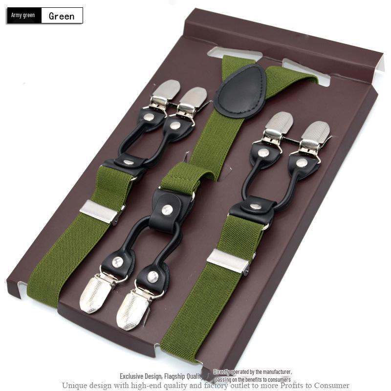 Unisex 2.5cm Six-Clip Elastic Business Suspenders