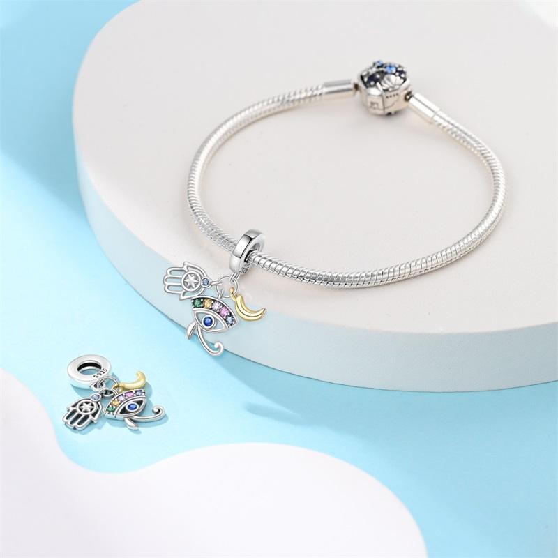 Original Copper Charms Luxury Guardian Pendant Demon Eye Moon Beads Fit Bracelet Diy Women Making Delicate Gift