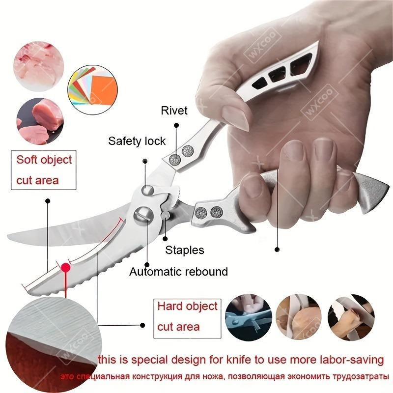 1 PC/3 PCS Stainless Steel Ultra-Sharp Kitchen Scissor for Meat Poultry Fish Cooking Boning Knife Tool