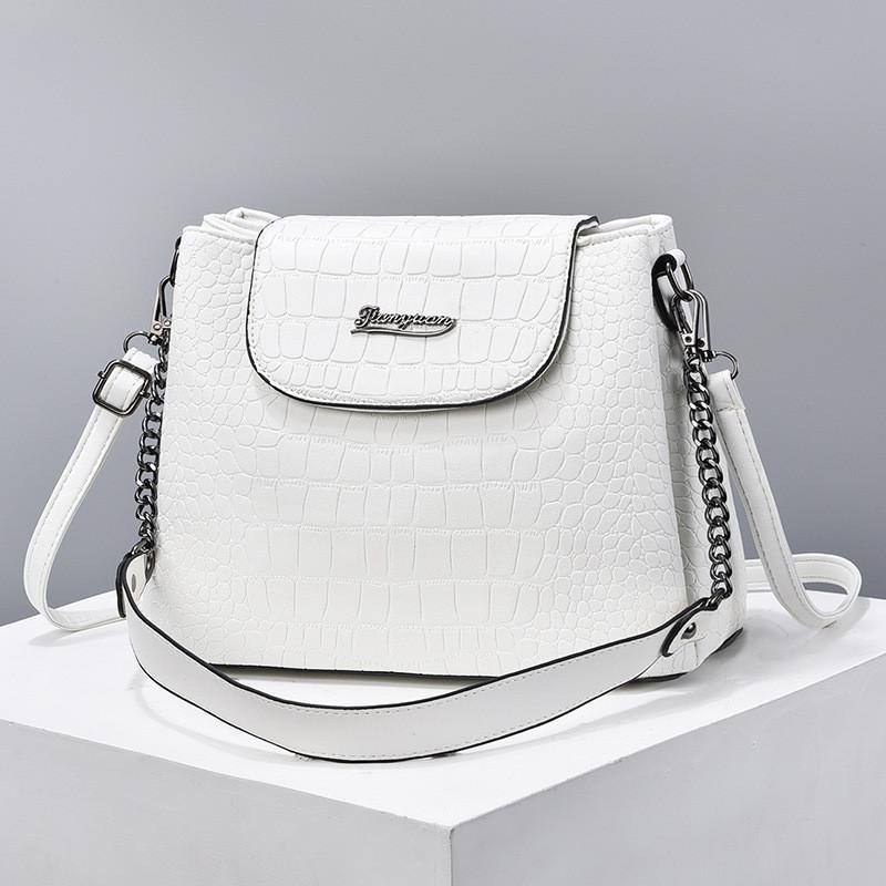 Trendy Fashion Shoulder Bag For Women 2023 New Pu Material Crocodile Pattern Large Square Bag Black White Red