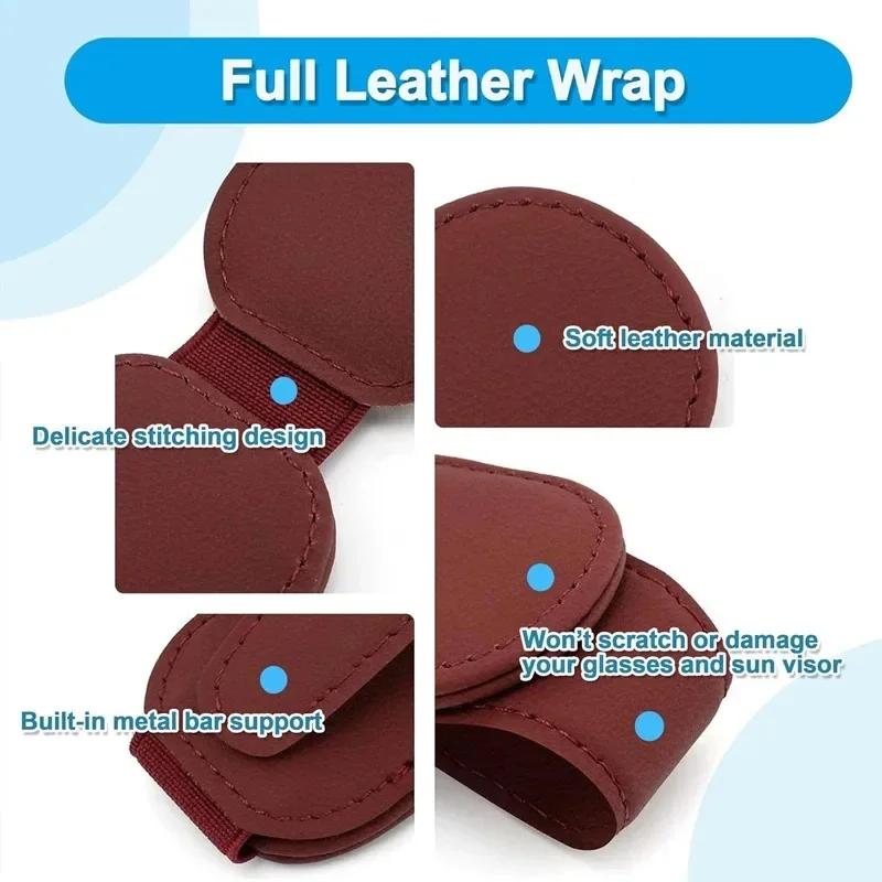 Car Glasses Clip Multifunction Sun Visor Leather Eyeglasses Clip Magnetic Sunglasses Holder Clip Hanger Universal Car Accessorie