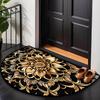 1 Stuk Zwart Goud Lotus Halve Cirkel Welkom Deurmat Antislip voor Buiten Terras Portaal Keuken Badkamer Entree Vloermat