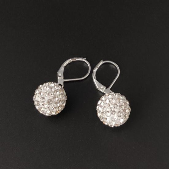 Earrings Rhinestones Inlaid Exquisite Metal Round Ball Dangle Huggie Earrings for Party