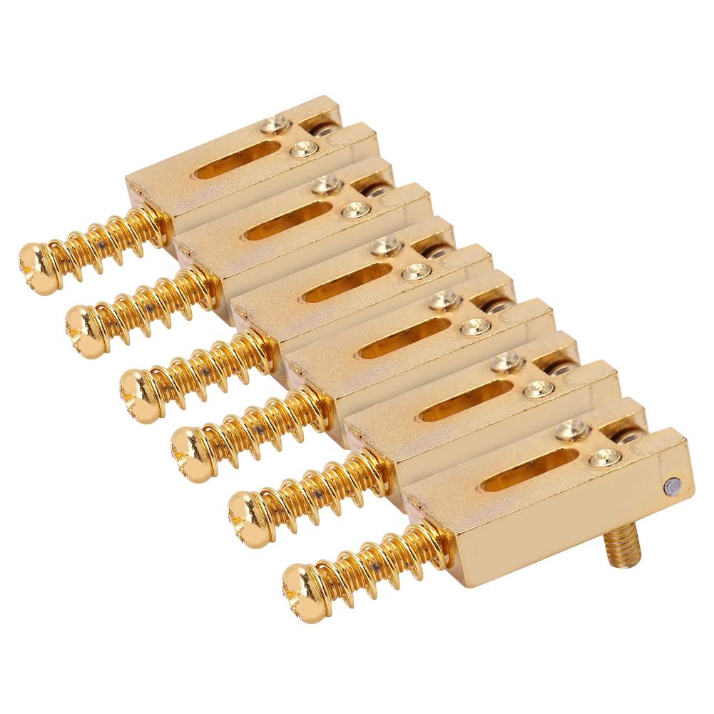 6PCS Guitar Saddles with Roller Bridge Guitar Repair Parts (Gold)