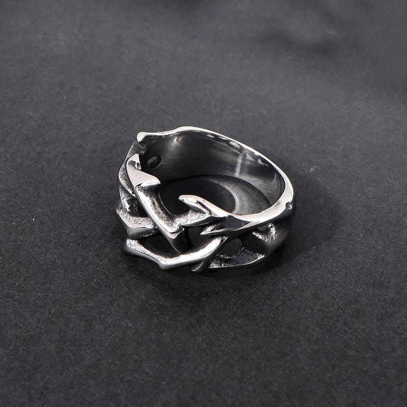 Trendy Charm Hollow Crown of Thorns Ring 316L Stainless Steel Simple Unisex Punk Rock Charm Jewelry Gift