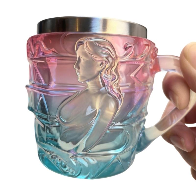 

Book Mug With Ergonomic Handle Large Capacity Resin and Stainless Steel Beverage Cup Multipurpose Office Drinkware
