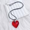 Minimalist Love Shape Pendant Necklace Feature Resin And Adjustable Leather Cord Fashion Neck Accessory