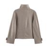 2026 Womens Street Fashion Long Sleeve Turtleneck Solid Color Double-Breasted Jacket W05