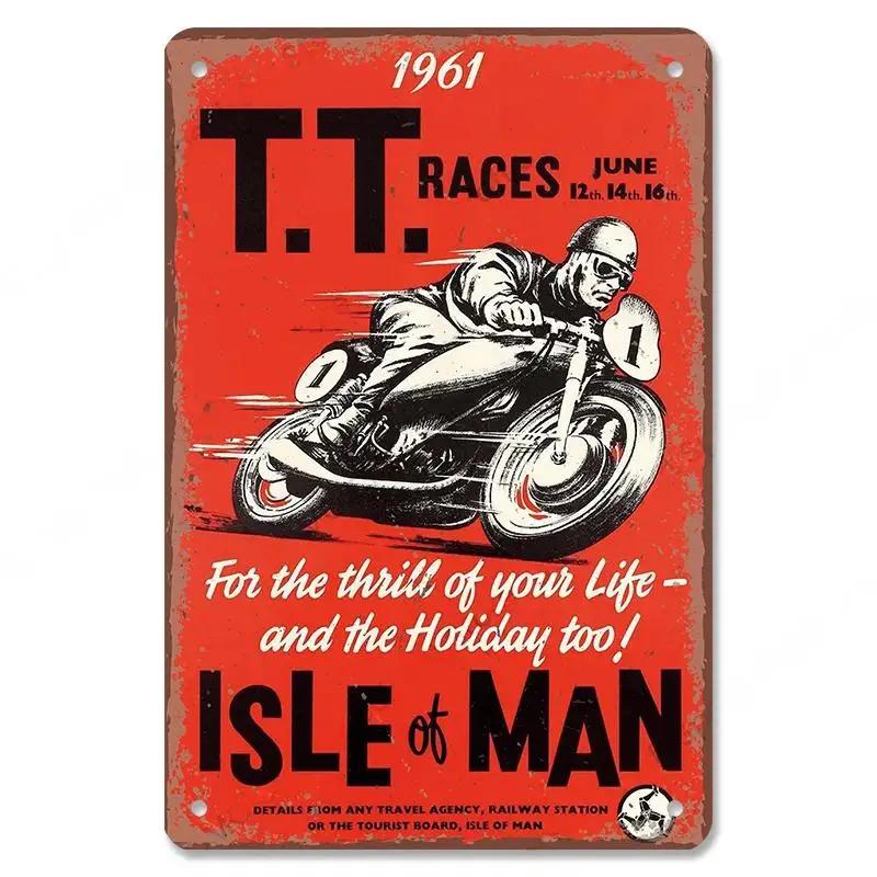 Vintage motokrosový plakát Kovové plechové cedule Motocykl Grand Prix Kovová plaketa Nástěnná dekorace pro garáž Moto Club Man Cave Bar