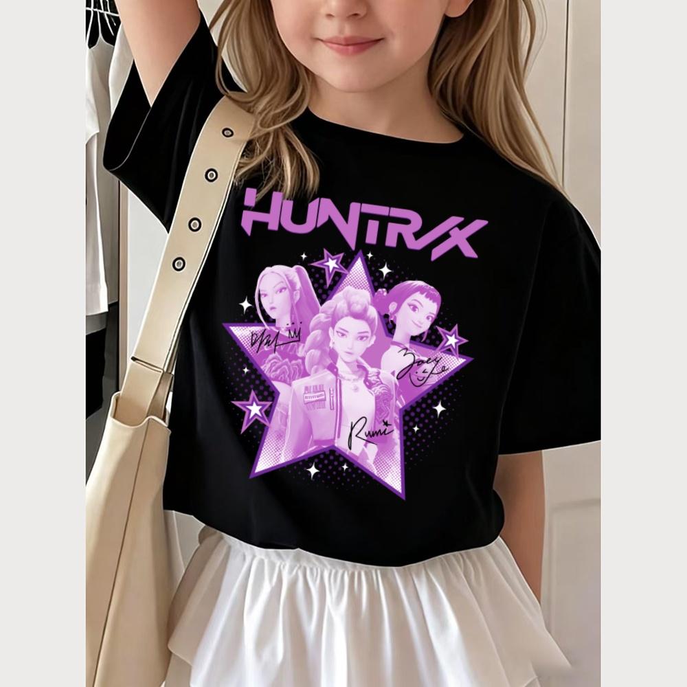 Kpop Demon Hunters Children's T Shirt Short Sleeve Boys Kdis T-shirt Cute Kpop Demon Hunters Harajuku Tshirt Boys Girl Tops