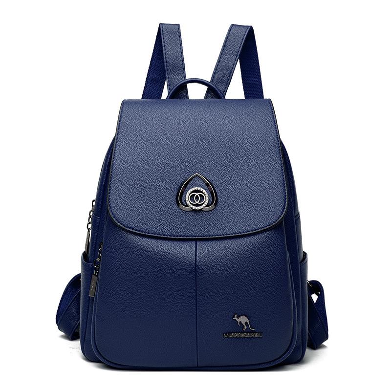 Schoolbag Kangaroo Backpack Women's 1011 New PU Women's Large Capacity Travel Simple Soft Leather Ladies Wholesale