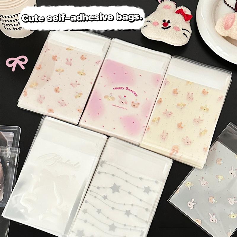 50 ks Roztomilé kreslené uzavíratelné sáčky Samolepící kreativní sáčky na cukroví Malé sáčky na sladkosti Sáčky na svačinu Dárkové balení sáček
