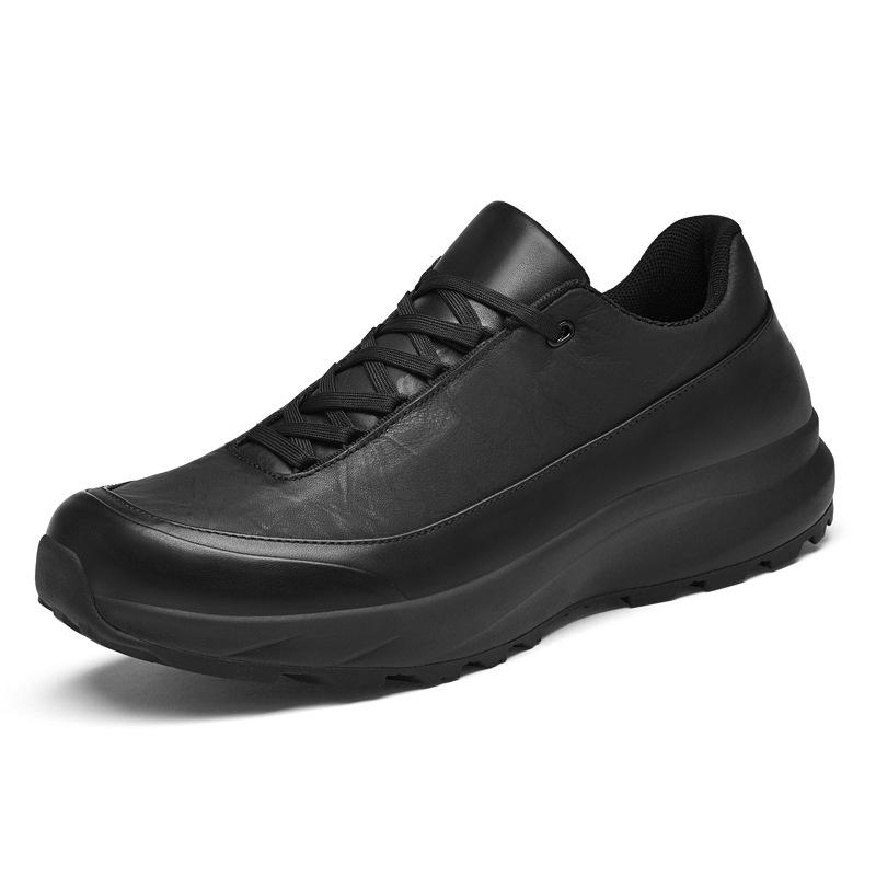 

Men s Black Leather Low-Top Hiking Shoes - Genuine Full Grain Cowhide for Spring & Autumn Size 45