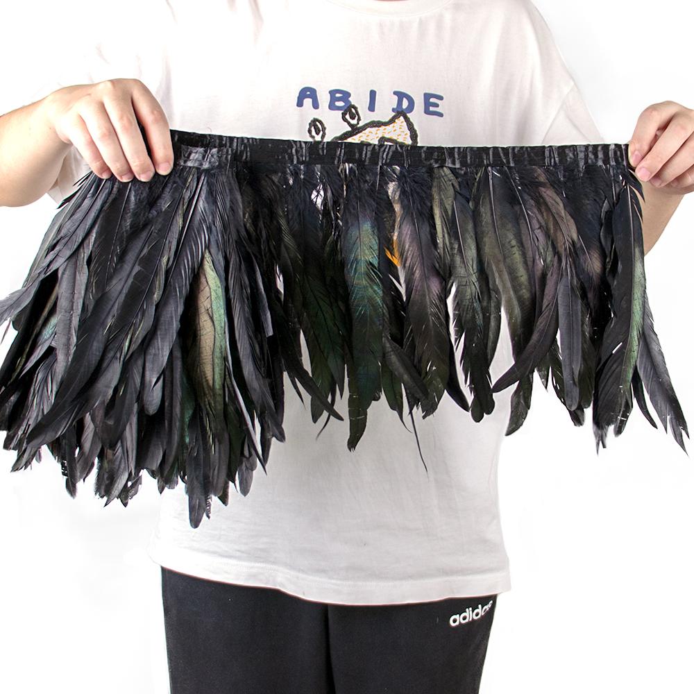 2Meters Colorful Rooster Tail Feathers Trim 25-30Cm /10-12Inches Pheasant Feather Fringe Ribbon For Carnival Plumes Decoration