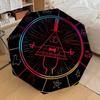 1pc Gravity Falls Bill Cipher Automatic Folding Umbrella - Compact 8-Rib Design, Durable Plastic & Iron, Lightweight for Outdoor Daily Use,  a0929178