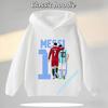 Football Star Cartoon Print Autumn/Winter Coat Messi Children's Hooded Sweatshirt Boys' Sports Shirt Girls' Casual Top