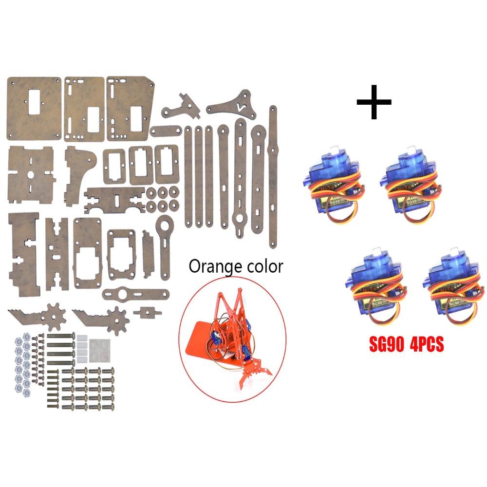 SG90 MG90S 4 Dof Kit Robot Acrilic Mecanic Manipulator Gheară Neasamblat Pentru Arduino Braț Robotic Kit STEAM Programare Braț Robotic