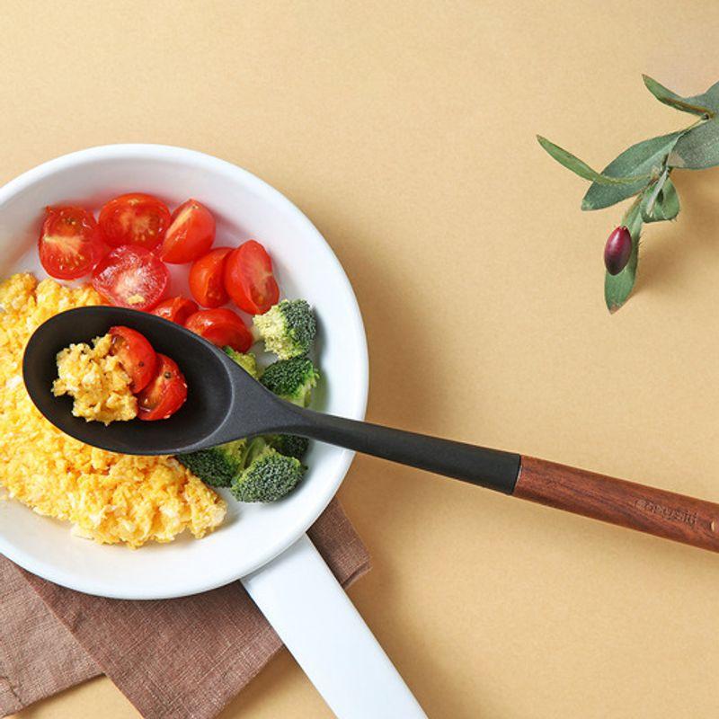 Katewaltz Easysilly Lunoa Woklöffel mit Holzgriff Silikon Kochutensilien