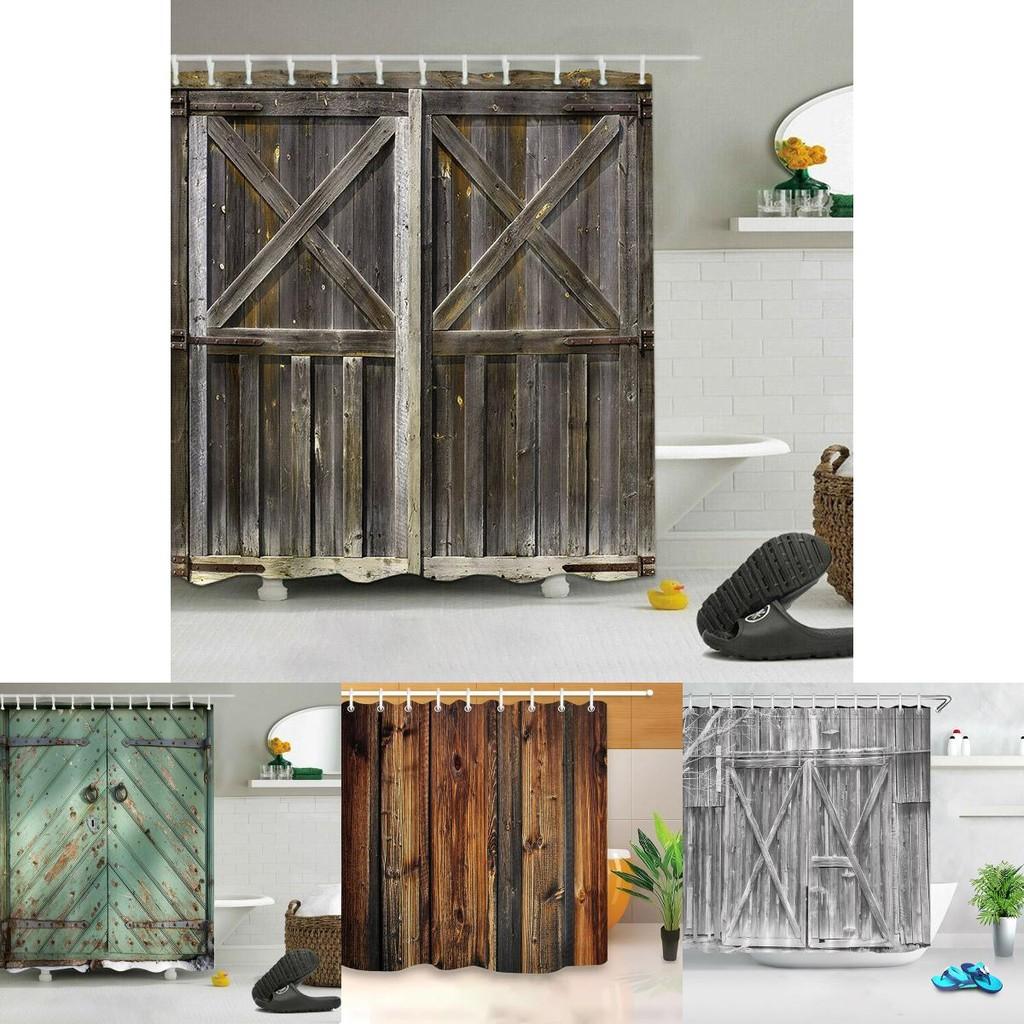 Waterproof Mildewproof 3d Print Rustic Wood Shower Curtain Set Ideal For Any Bathroom