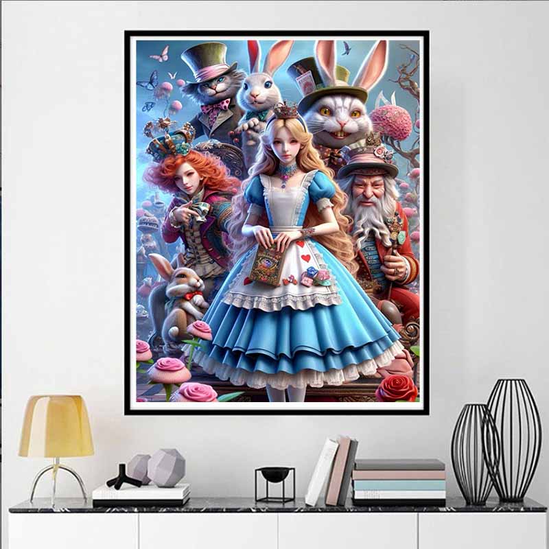 Disney 5D DIY Diamond Painting Alice in Wonderland Group Portrait Illustration Embroidered Mosaic Cross Stitch Home Decor Gifts Crafts