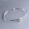 Buyee 925 Silver Flower Bangles Elegant Open Circle Bracelets for Women Fashion Party Fine Jewelry Simple Design
