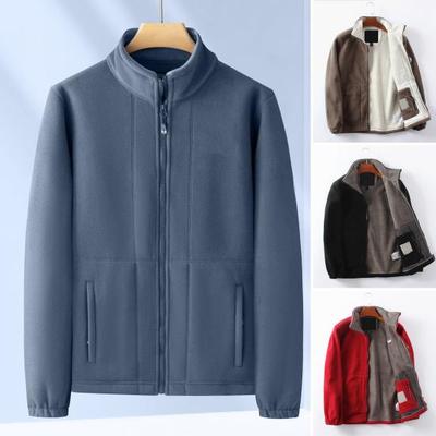 Herren Mantel Revers Langarm Doppelseitiger Polarfleece Mantel mit Taschen Herbst Winter Einfarbig Lässige Oberbekleidung