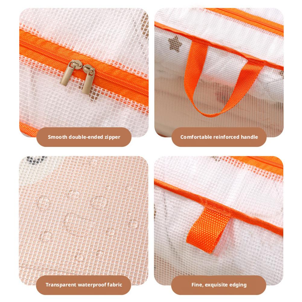 Plastic Transparent Clothes Blanket Quilt Organizer Storage Bag With Zipper Foldable Luggage Moving Packing Pouch