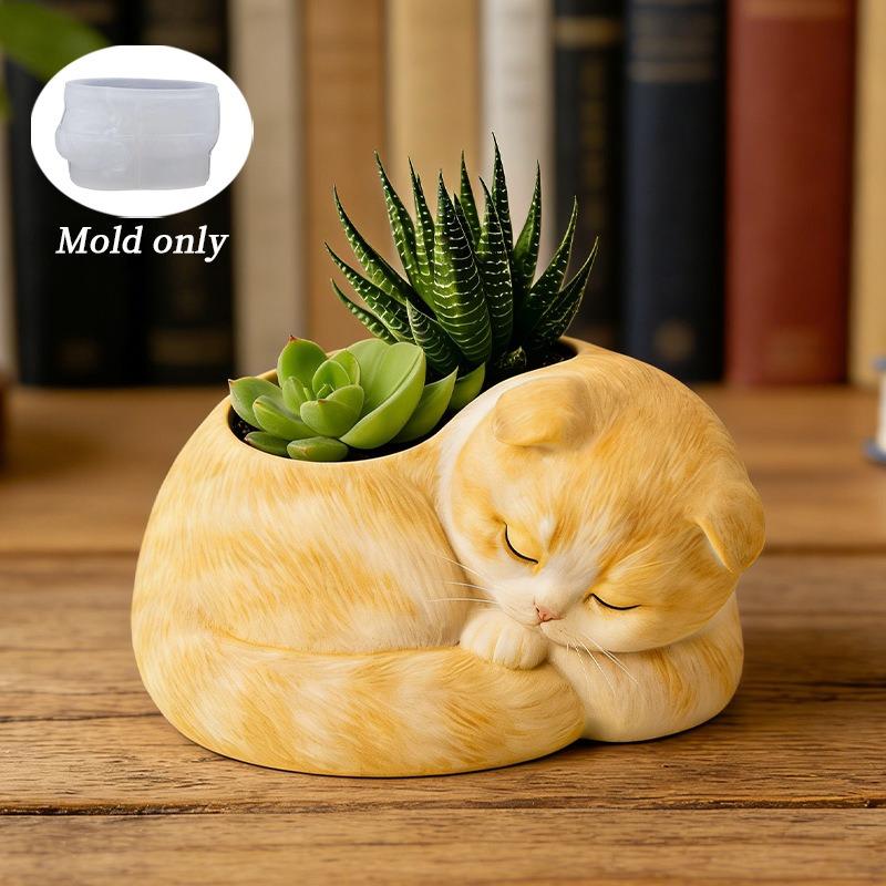 Sleeping Cat Silicone Mold For Candle Making, Storage Box, DIY Epoxy Resin & Gypsum Craft Mold
