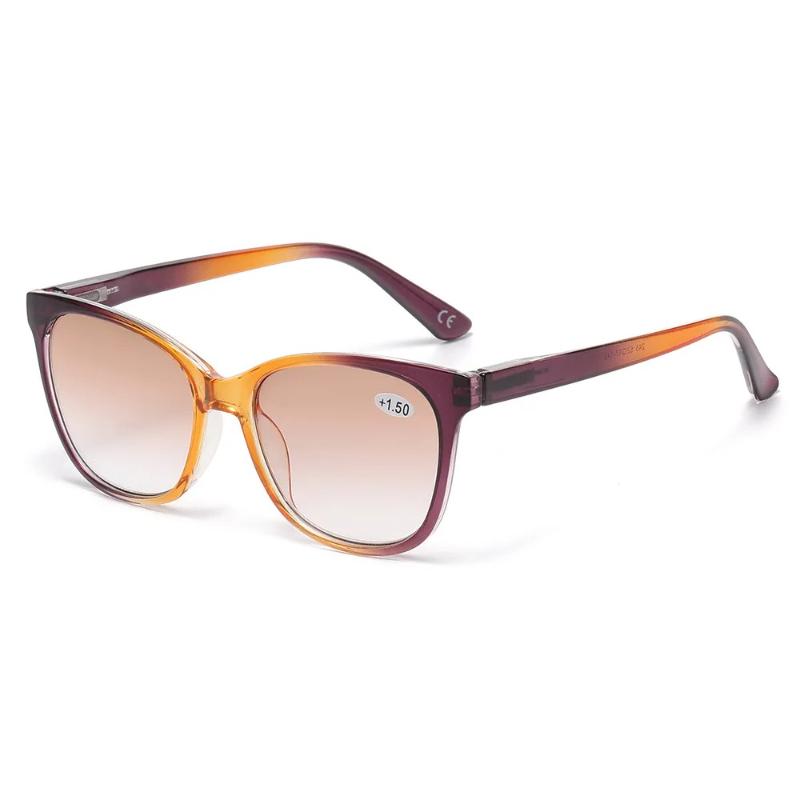 Modetrend Farbverlauf Alterssichtigkeit Brille für Damen Retro Großrahmen Hochauflösende Cat-Eye Anti-Blaulicht-Brille