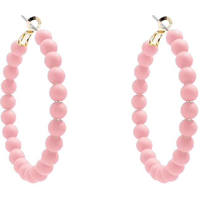 Colorful Vintage Large Circle Hoop Earrings for Women 80s 90s Neon Acrylic Round Beads Earring Minimalist Geometric Party Jewelry