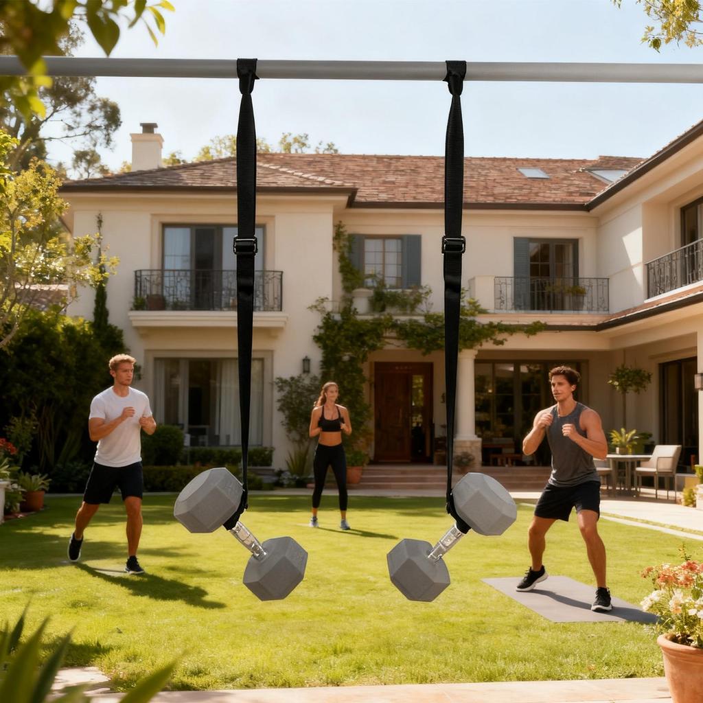 Dumbbell Spotter Hooks 2 Pieces Adjustable Safety Workout Straps Barbell Rack Attachment For Women Men Home Gym Bench Press