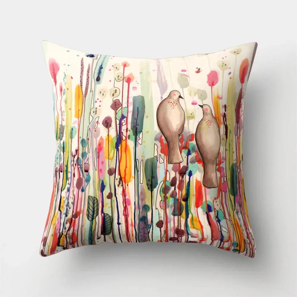 Mode Kissenbezug Cartoon Funda Cojin Sonnenaufgang Überwurfkissen für Schlafzimmer Regenbogen Kissenbezug Housse De Coussin Hogar