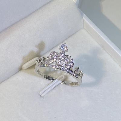 Bling Bling Romantic Princess Crown Zirconia White Gold Ring Female Wedding Engagement Fashion Jewelry Party Gift