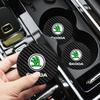 DYZ5 2Pcs Car Coaster Water Cup Mat Non-Slip Pad For Skoda Vrs Fabia Superb Yeti Octavia Enyaq Rapid Kodiaq Kamiq Karoq Derivati Mk3