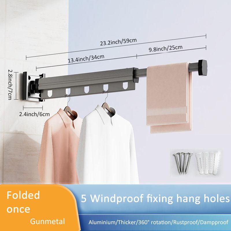 Suction Wall Mount Clothes Drying Rack Folding Space Saving Laundry Drying Rack Retractable Dry Racks Wall Mounted