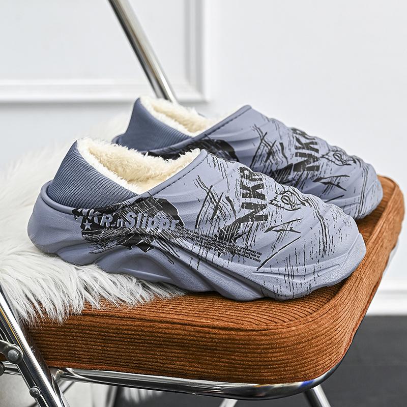 Fashion Men Winter Home Cotton Shoes Indoor Plus Slippers Plus Size Cover Toe Soft Warm Wateroof Daily Casual Women Couple Style Fashion